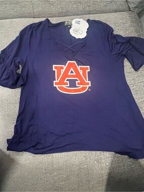Gameday Couture Auburn University strappy criss-cross V-neck game day top. N30